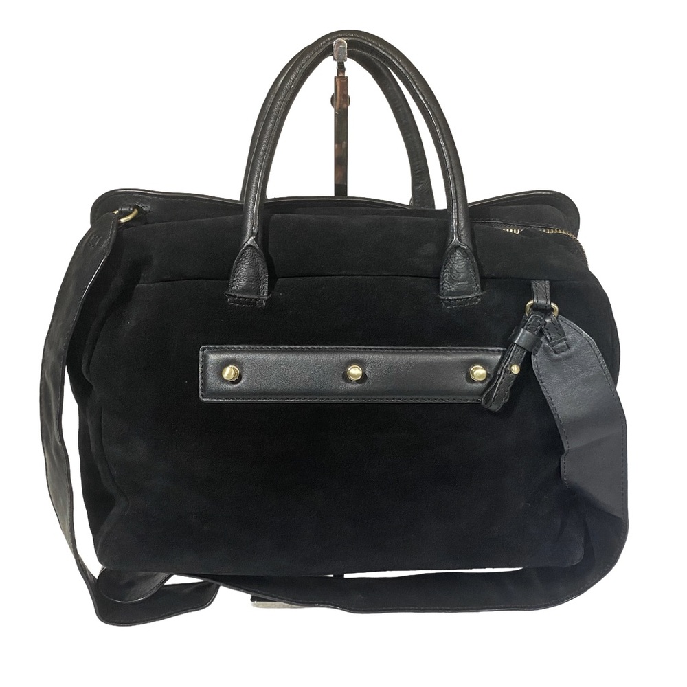 Maje Paris Petit Sac Jour Black Suede and Leather Double Handle Satchel